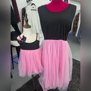 Black and Pink Mom & Daughter Matching Dress Set